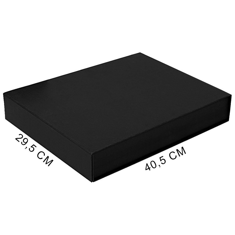 Подарочная коробка, размер 29,5x40,5x8 см, Solution Prestige Linen с магнитным клапаном, черная,  с черным ложементом под вырубку