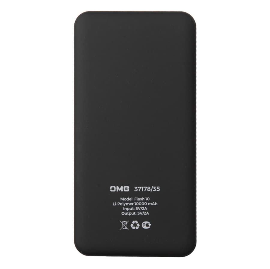 Универсальный аккумулятор Flash 10 (10000 мАч) с подсветкой и soft touch,черный,13,7х6,87х1,55мм