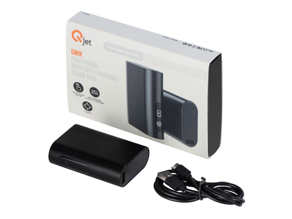 Внешний аккумулятор с QC/PD "Qwik", 10000 mah, черный