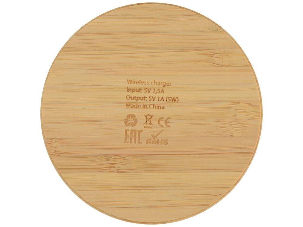 Беспроводное зарядное устройство из бамбука "Cap", натуральный
