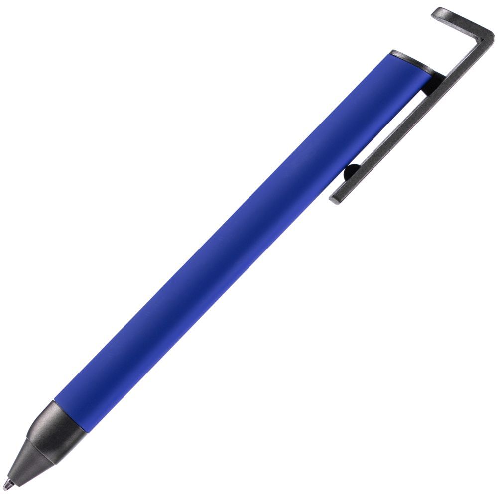Ручка шариковая Standic Soft Touch с подставкой для телефона, синяя