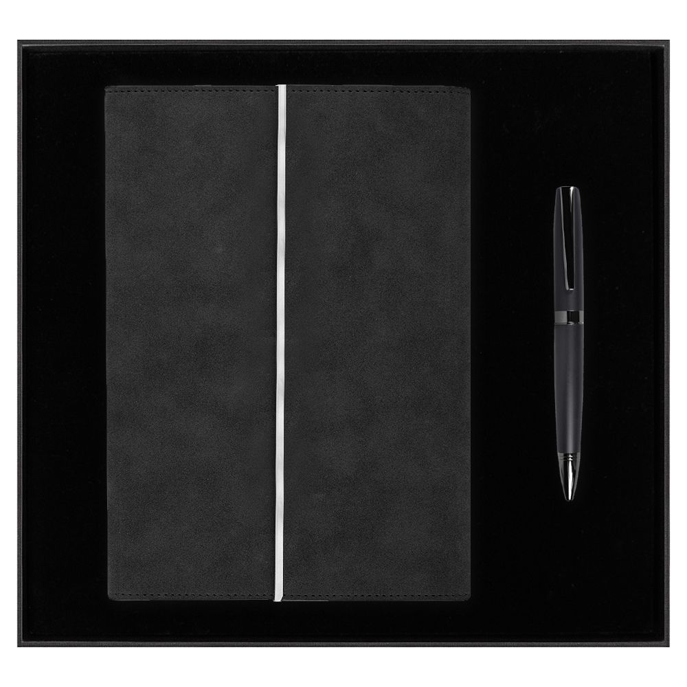 Набор подарочный Solution Prestige Duo (Ежедневник в суперобложке Country Galaxy Nuba A5+, Ручка шариковая матовая Prime), черный