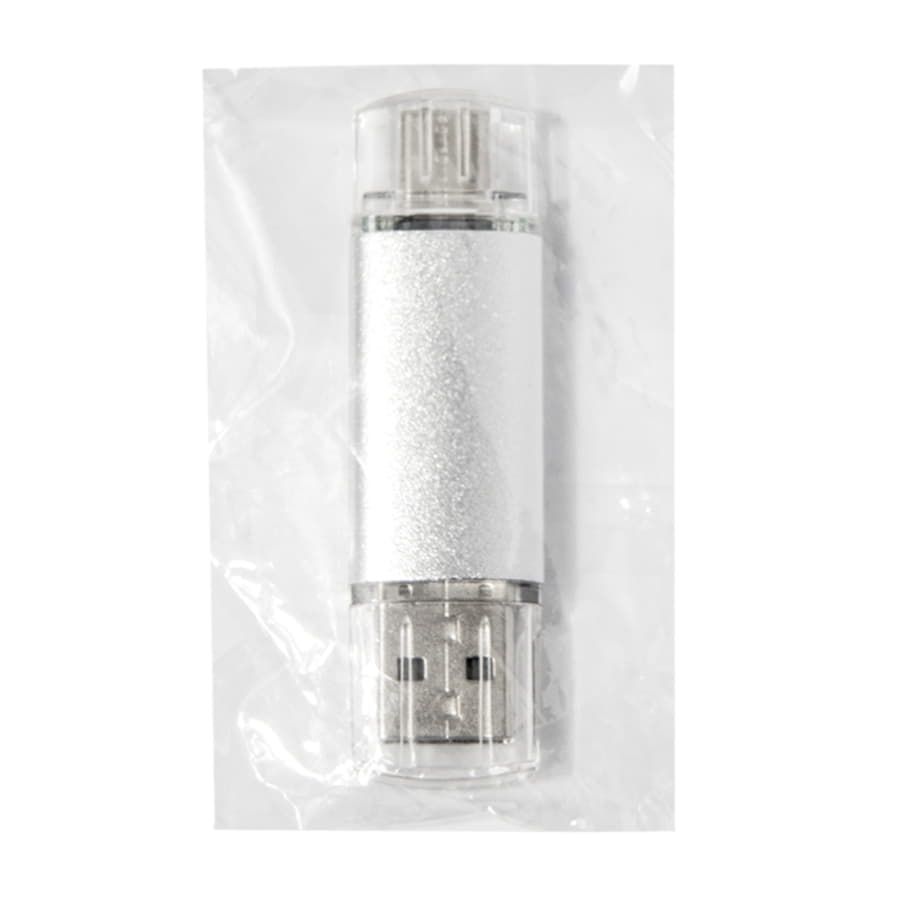 USB flash-карта ASSORTI OTG Type-C (16Гб), серебристая, 6,3х1,7х0,8 см, металл