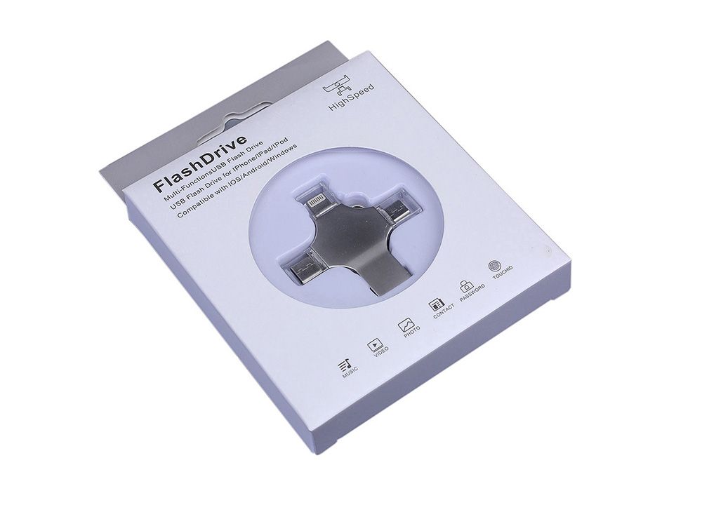 USB 3.0-флешка на 32 Гб 4-в-1 с разъемами Micro USB, Type-C и Lightning