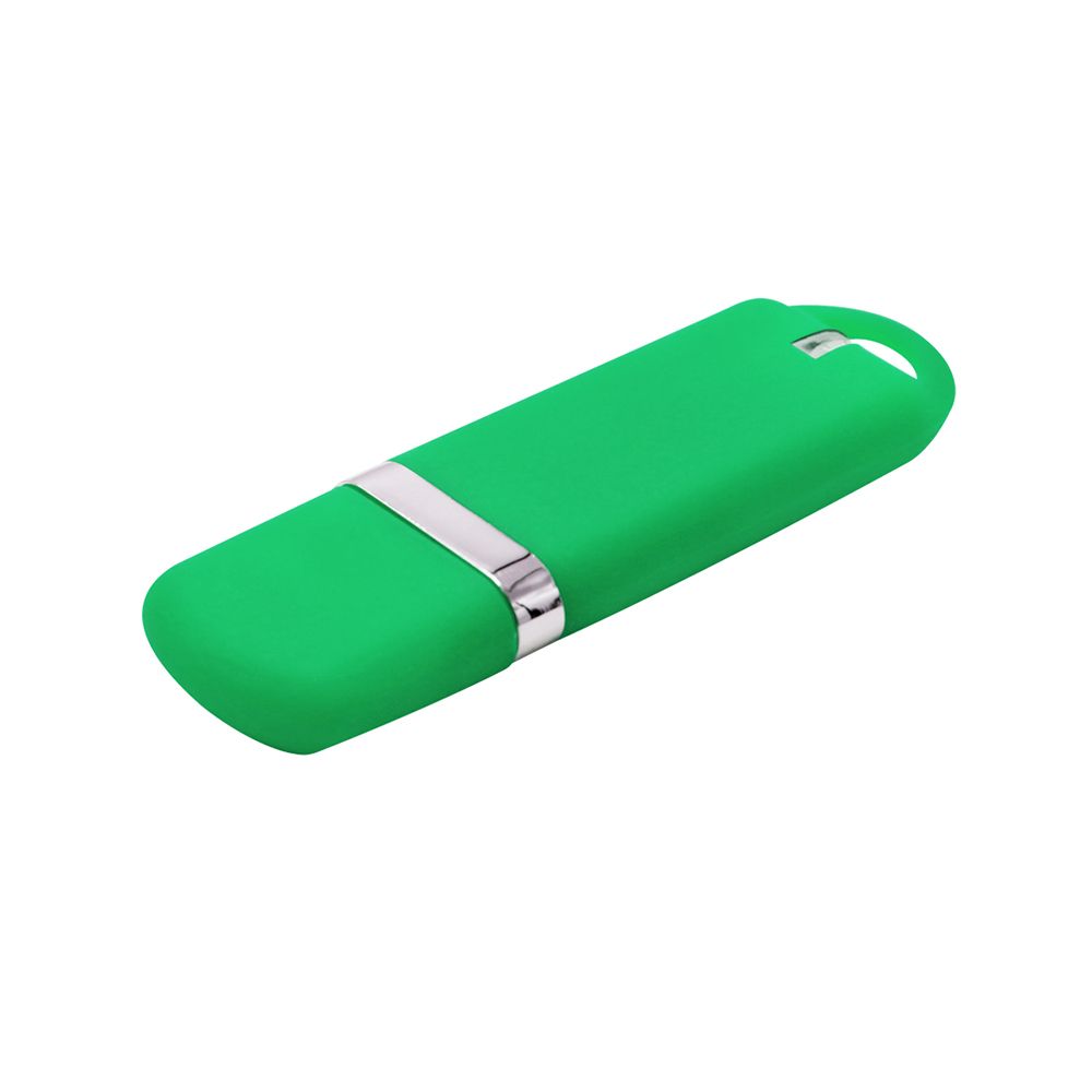 Флешка Shape с покрытием Софт Тач в футляре, зеленый