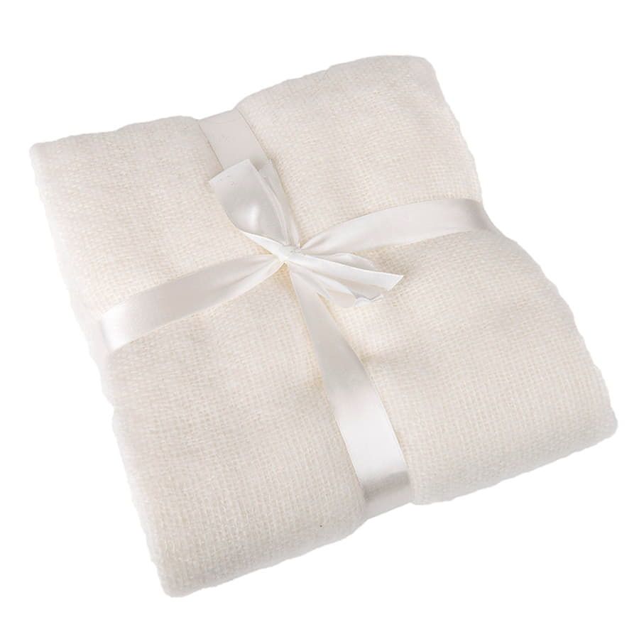 Плед "MOHAIR",  белый,  130х150 см; акрил,  