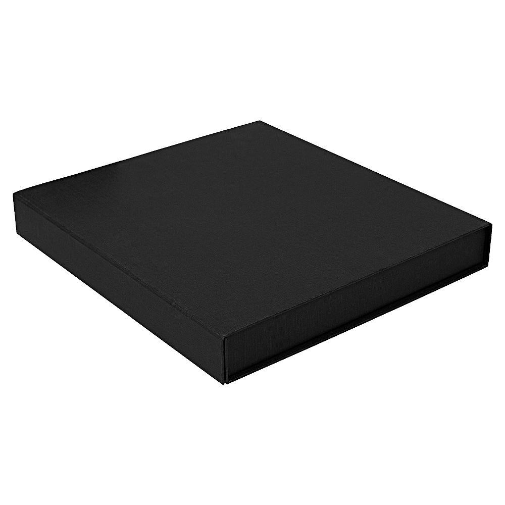 Подарочная коробка, размер 28,5х26,5х4 см, Solution Prestige Linen с магнитным клапаном, черная