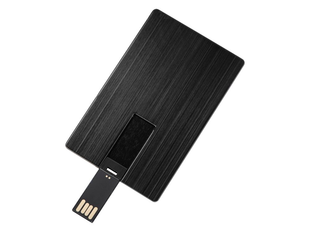 Флеш-карта USB 2.0 16 Gb в виде металлической карты "Card Metal", черный