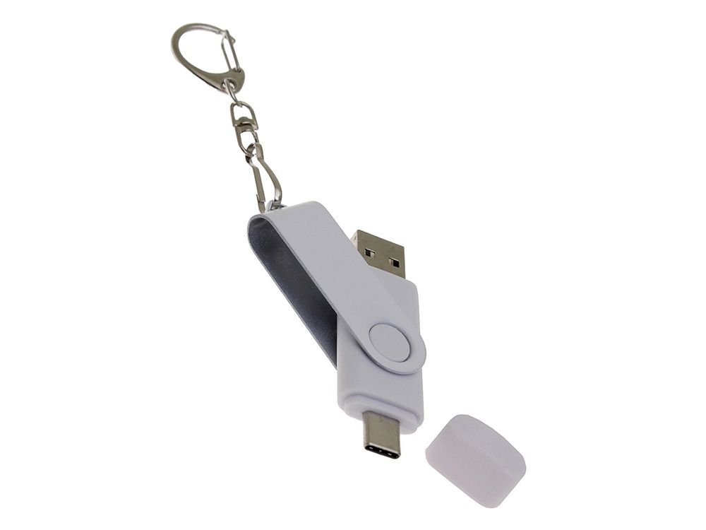 USB 3.0- флешка на 16 Гб с поворотным механизмом и дополнительным разъемом Type-C