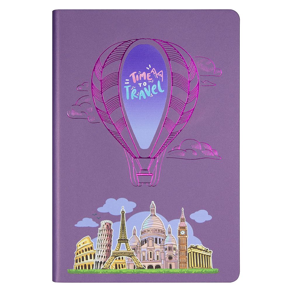 Ежедневник Flexy Milano Print Sample Time Travel А5, фиолетовый, недатированный, в гибкой обложке