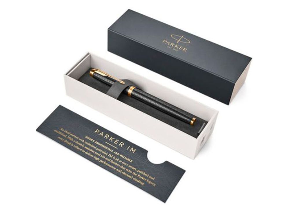 Перьевая ручка Parker IM Premium Black GT, перо: F, цвет чернил: blue, в подарочной упаковке.