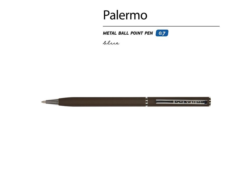 Ручка шариковая автоматическая BrunoVisconti® "PALERMO" цвет корпуса коричневый, soft-touch, 0.7 мм