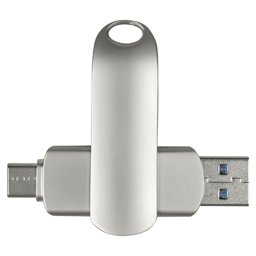 Флеш накопитель USB 3.0 + TYPE C Cupertino, металл, серебристый матовый