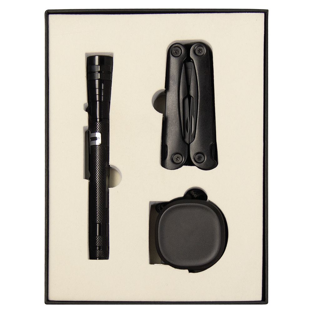 Набор подарочный Solution Superior Trio (Фонарь телескопический Tools Flashlight, рулетка Tools Trecker 3 метра, мультитул Tools Hardwork)