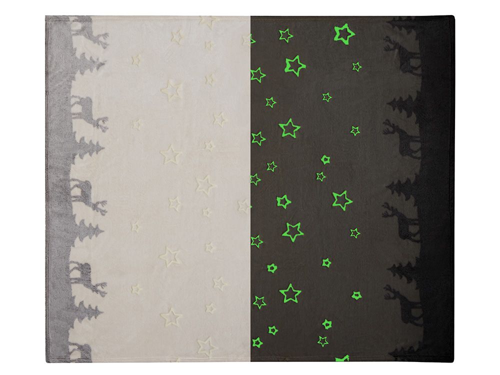 Плед из флиса Новогодний светящийся, бежевый