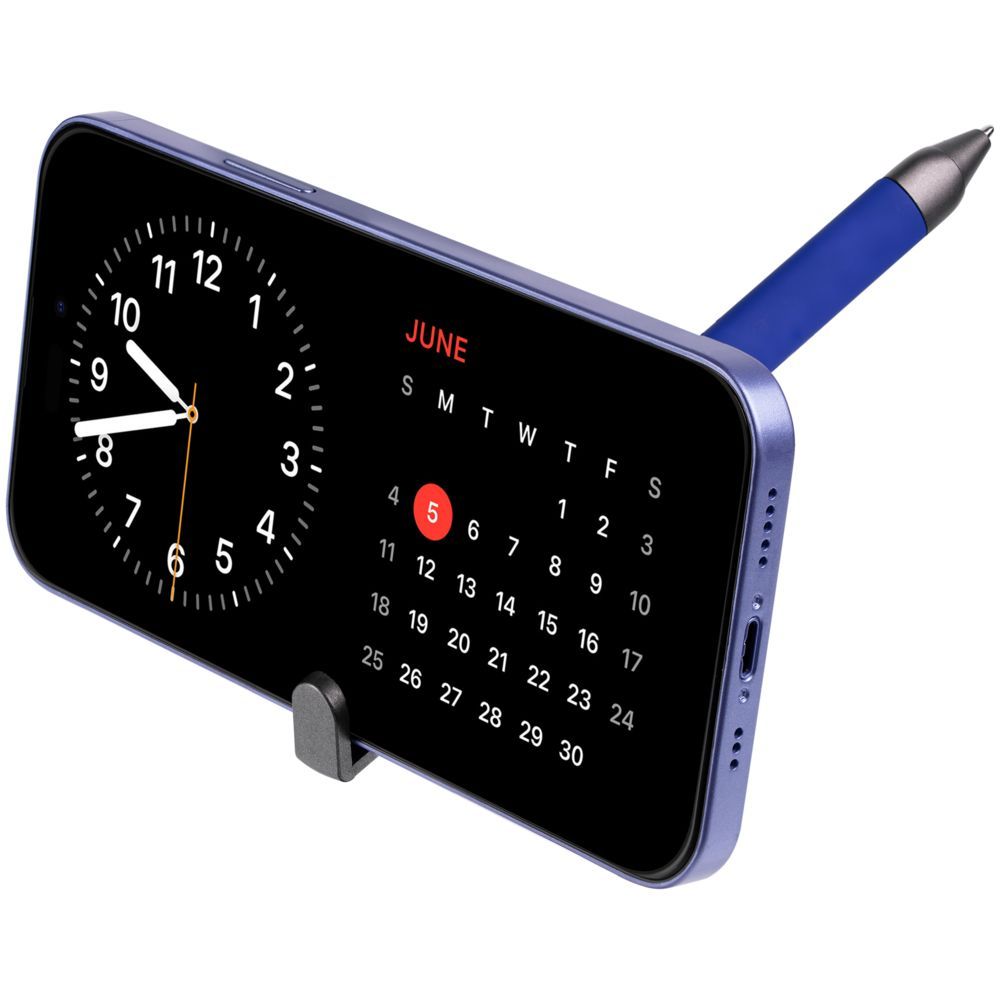 Ручка шариковая Standic Soft Touch с подставкой для телефона, синяя