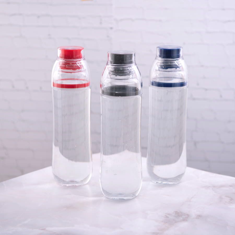 Бутылка для воды FIT, 700 мл; 24,5х7,4см, прозрачный с красным, пластик rPET