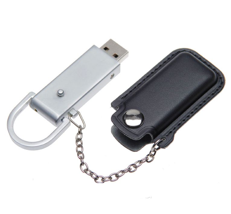 Флеш накопитель USB 2.0 Palermo в кожаном чехле 16GB, металл