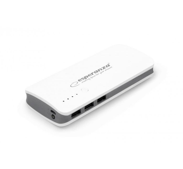 Портативное зарядное устройство Esperanza Radium, пластик, белый/серый, 8000 mAh