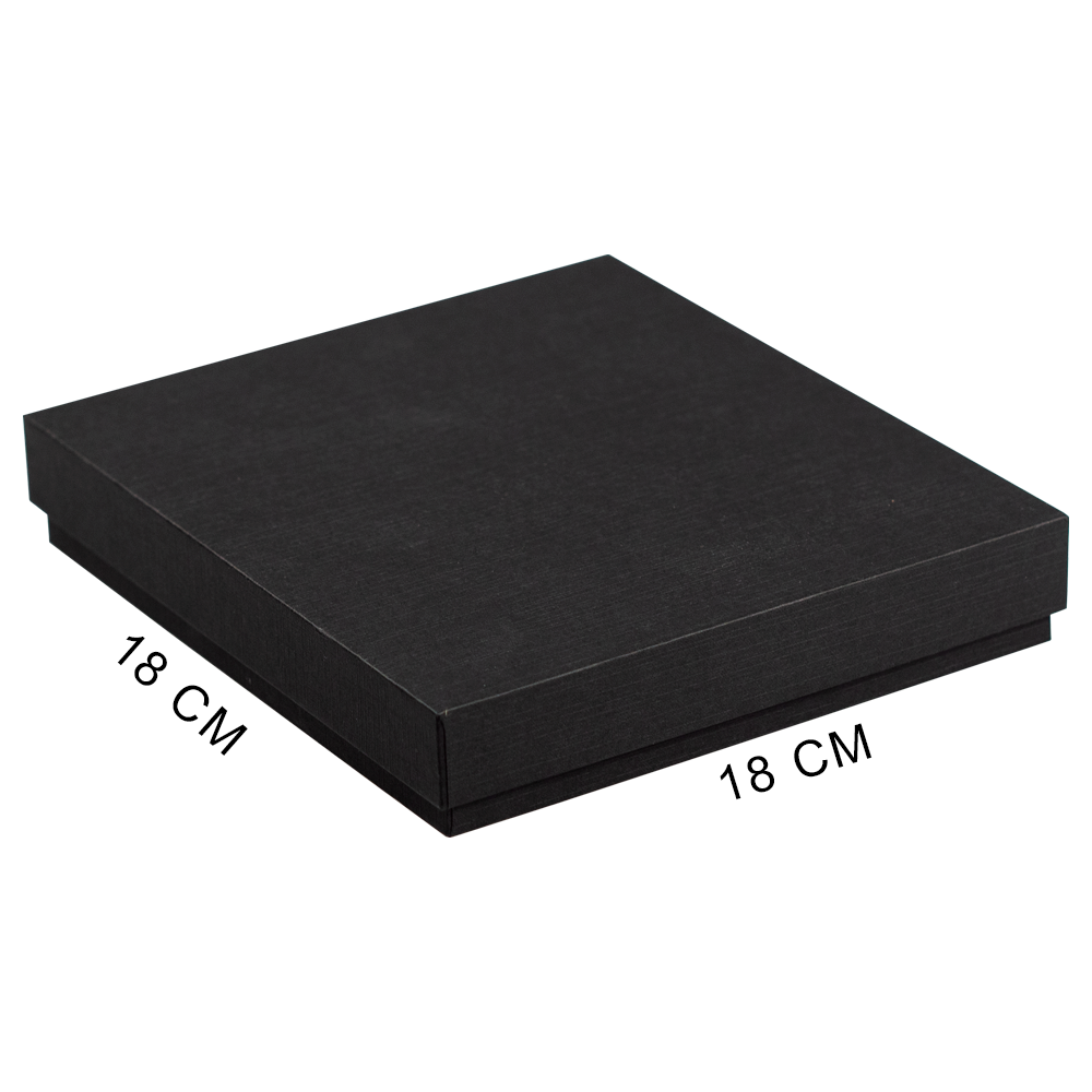 Коробка подарочная, размер 18*18*2 см, Solution Superior Linen, черная,  бежевый ложемент под ручку и прямоугольный предмет