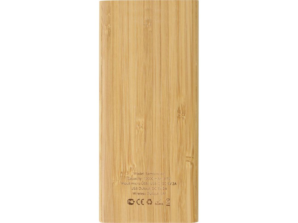 Внешний беспроводной аккумулятор из бамбука "Bamboo Air", 10000 mAh