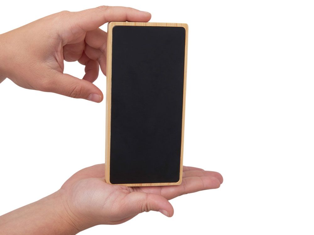 Внешний аккумулятор с подсветкой лого и солнечной панелью «Reedia S1», 10000 mAh, бамбук, черный