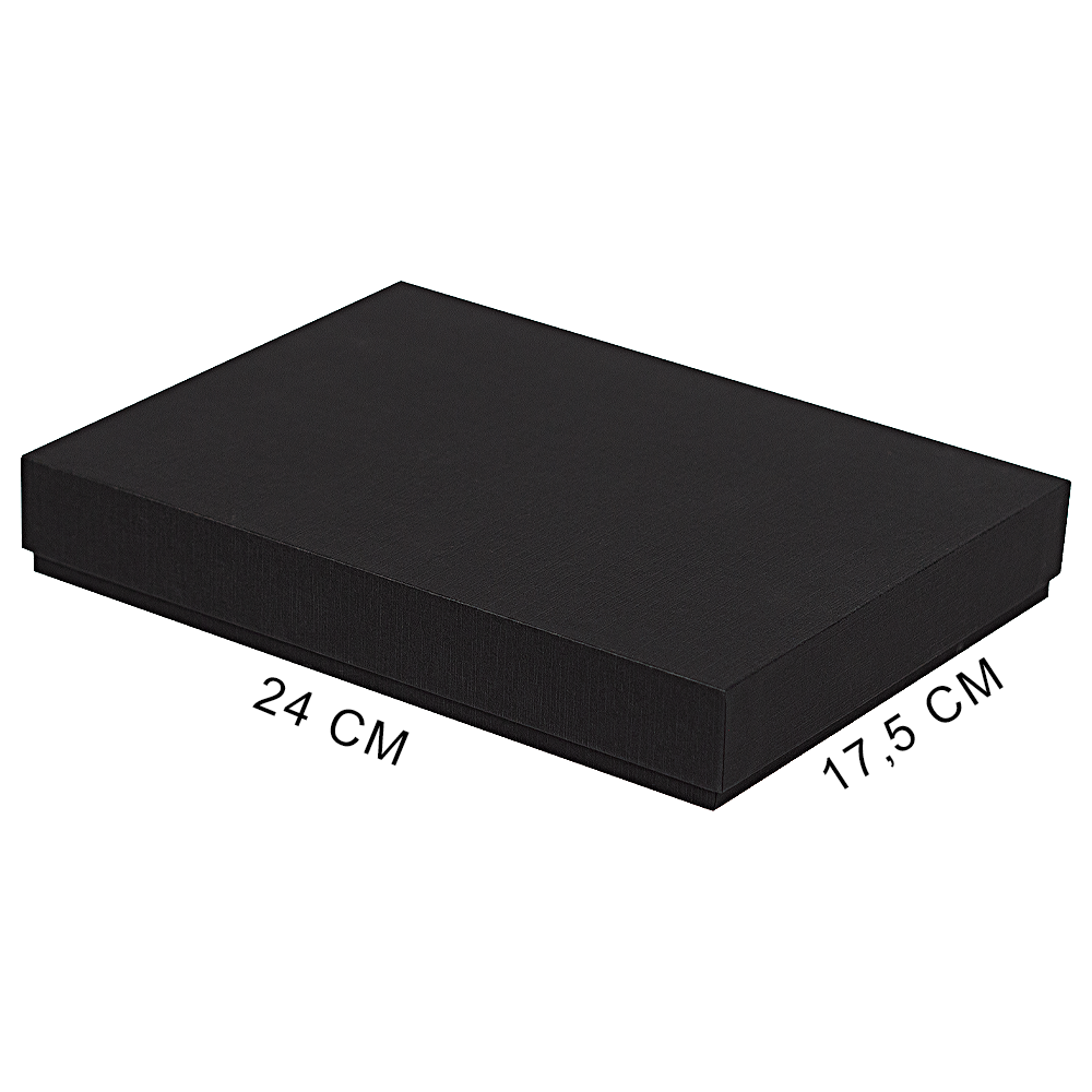 Коробка подарочная, размер 24*17,5*3 см, Solution Superior Linen, черная, бежевый ложемент под индивидуальную вырубку