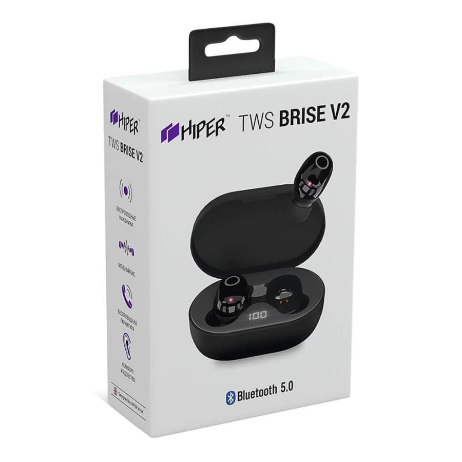 Наушники беспроводные с зарядным боксом HIPER TWS BRISE V2, цвет белый 