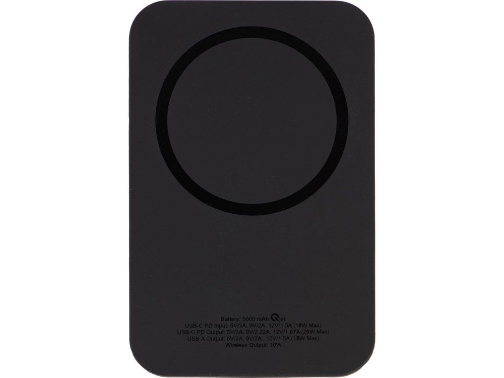 Магнитный беспроводной внешний аккумулятор "MagnetIQ", 5000 mah, 10 W, черный